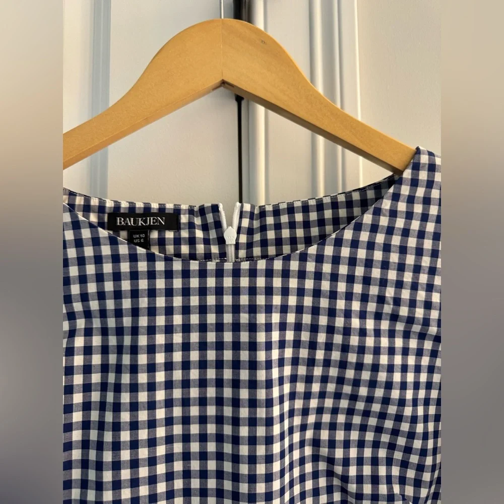 Blue and White Gingham Top by Baukjen UK, size 6. - Picture 3 of 5